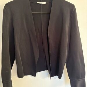 MM Lafleur Black Collarless Open-Front Blazer